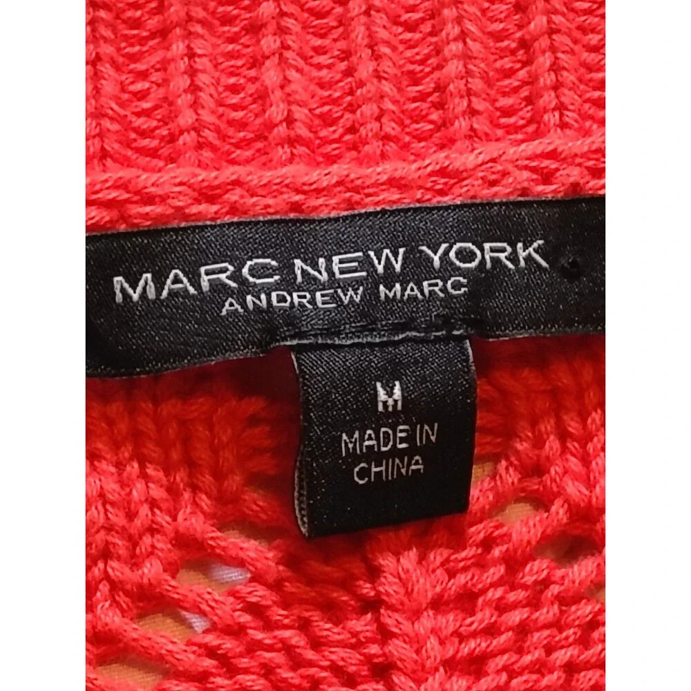 Marc New York Andrew Marc Coral Pink Flutter Sleeve Cable Knit Cardigan Sweater